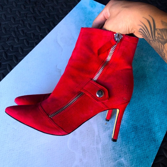 Nine West Red Suede Heels - Picture 1 of 4